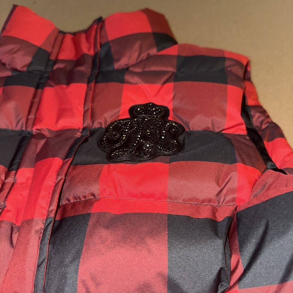 Lauren Ralph Lauren Women's 10 Buffalo Check Quilted Down Vest Embellished Logo - Picture 8 of 13